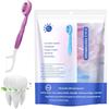 Qklovni Set 5 in 1 mini spazzolino da denti, filo interdentale, raschietto per lingua e stuzzicadenti, spazzolini usa e getta con dentifricio, spazzolini portatili confezionati singolarmente, igiene orale per