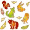 Papierdrachen Quadri per finestra Sketch con animali della foresta, 8 fogli e 8 fogli di carta trasparente, motivi su entrambi i lati, volpe, orso, gufo e foglie, set 06