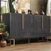 Witimisy Credenza presenta un design geometrico unico e piedini dorati, per una sensazione elegante, 152 x 40 x 75 cm (nero)