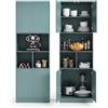 hitsuki Set da 2 Mobile Cucina Armadio Alto Verde | 60x40x180.5cm Credenza con Ripiani Regolabili per Cucina Soggiorno