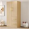 Witimisy Armadio per bambini con 2 ante e cassetti, piccolo armadio, compatto, 70 x 40 x 135 cm (colore legno)