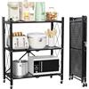 VELPAX Pieghevole Scaffali in Metallo con Ruote,3 Piano Ripiano Scaffale con Ruote,Soggiorno con 3 Ripiani,gehören Camera da Letto,caffale Pieghevole,Mobili per Cucina