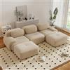 Yihomfy Divano angolare convertibile moderno da 298 cm con 2 pouf, divano modulare in velluto a coste a forma di U, divano compresso da 3 a 6 posti per soggiorno, seduta extra profonda, nessun montaggio