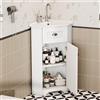 Merax Lavabo angolare con mobiletto, mobile da bagno per piccoli bagni, lavabo in ceramica, adatto per piccoli spazi, bianco, 59 x 42,5 x 90,5 cm