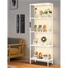 OUTONLIFE Libreria a 5 Ripiani con Luce LED, Scaffale in Legno 60 x 30 x 170 cm, Dimmerabile con Touch e Telecomando, Libreria Verticale Salvaspazio per Soggiorno, Camera da Letto, Ufficio