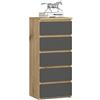 Home Collective Cassettiera con 5 cassetti, per camera da letto, corridoio, soggiorno, cassettiera con cassetti, larghezza 40 cm, altezza 92 cm, colore: grigio quercia