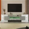 Ktipm Mobile TV da 200 cm Fino a 80 Pollici, Mobile Porta TV con Illuminazione a LED e Ripiani in Vetro, Soggiorno Moderno Mobili Mobiletto TV con 6 Ante e 2 Cassetti, 200x35x60 cm, Grigio+Bianco
