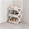 Wapasezyar Piccola scarpiera, 3 ripiani, colore bianco, pieghevole, scarpiera in bambù, scarpiera piccola per ingresso, camera da letto, armadio, angolo soggiorno, nessuna installazione richiesta (3 animali)
