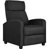 Yaheetech Poltrona relax per TV con funzione reclinabile, per soggiorno, camera da letto, lounge, home theater, tessuto di lino nero