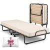 Generico Brandina letto Pieghevole 80x190 cm con Materasso H10 CM, 15 Doghe in Legno, Guanciale Omaggio, Copertura Salvapolvere Inclusa,Salvaspazio, 100% Made in Italy