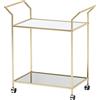 WOHNLING Carrello Portavivande 73x37x78 cm Vetro Metallo Oro