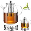 PORFOYO 1800ml Teiera in Vetro con Filtro Rimovibile e Fornello in Acciaio Inossidabile, Teiera con Infusore, Teiera Vetro Borosilicato per tè, Tisane, caffè, Sfuso Infusiera