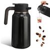 PORFOYO Thermos da 2 l, in acciaio inox, a doppia parete, con chiusura rapida, con manico in legno, teiera, caffettiera termica per caffè, tè, acqua, latte