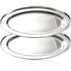 com-four® 2x Vassoi da Portata Ovali in Acciaio Inox 34 x 21,5 cm | Piatti da portata in acciaio inox per buffet, cucina, ristorazione, barbecue e presentazione elegante