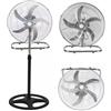 DISCORAMA - VENTILATORE A PIANTANA 3 IN 1 75W POTENTE ACCIAIO CROMATO 3 VELOCITA VENTILAZIONE REGOLABILE SILENZIOSO PER CASA UFFICIO INTERNI ESTERNI