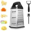 Eclove 6 Facce Kitchen Grattugia con Contenitore, Grattugia Multiuso in Acciaio Inox con Pelapatate e Spazzola per Pulizia, Grattugie Formaggio, Grattugie Verdure con Base Antiscivolo