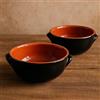 Generico Set 2 Tegamini Terracotta Bicolore 16cm - Ciotole Ceramica con Manici Nero Marrone - Altezza 6cm Tapas Antipasti Contorni Primi - Artigianali - Ebook Omaggio