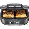 ROMMELSBACHER Sandwich Maker ST 1800, 4 sandwich XL, antiaderente, timer da 15 minuti, spegnimento automatico, alloggiamento Cool Touch, 1800 Watt, grigio ardesia