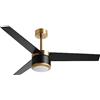 reiga 132cm Ventilatore da soffitto moderno di grandi dimensioni con luce | ventilatori da soffitto in legno con motore DC a 3 pale in oro nero, compatibile con telecomando/Alexa/Google Home