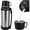 ZONJIE Borraccia termica sottovuoto, grande capacità, in acciaio inox, da 2 l, per bevande calde e fredde, borraccia termica con tazza priva di BPA, borraccia portatile da viaggio con maniglia per il