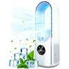 KERNOVAIX Ventilatore da tavolo senza pale, 6 livelli di velocità del vento, USB con umidificatore, timer, luce LED, silenzioso, funzionamento touch, per camera da letto, ufficio, casa e ufficio