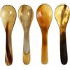 PAMINGONO Set 4 Cucchiaini da Caffè in Corno di Bue Naturali, Cucchiai da Dessert e Torta per Mescolare Bevande Fredde, per Casa, Bar e Sala da Tè