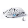 MAMBASNAKE M4: Mouse da gioco wireless ultraleggera, 53g, sensore PAW3311, 24000 DPI, tri-modalità Bluetooth/2.4G/cablata, illuminazione RGB, batteria da 400mAh, 20 milioni di click, ideale per gaming e lavoro - Bianco e con adesivi