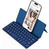 Sonstige Tastiera Bluetooth pieghevole con supporto, mini tastiera per smartphone, ultrapiatta e portatile, a doppio canale, compatibile con iOS, Android e Windows, colore blu scuro/blu oceano