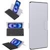 Sonstige Tastiera Bluetooth pieghevole con supporto, mini tastiera per smartphone, ultrapiatta e portatile, a doppio canale QWERTY, compatibile con iOS, Android e Windows, color grigio chiaro