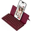 Sonstige Tastiera Bluetooth con supporto, pieghevole, ultrapiatta, portatile, con layout QWERTY a doppio canale, colore rosso vino
