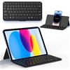 Sonstige Tastiera Bluetooth pieghevole con supporto, 10 pollici, layout QWERTZ, dual-channel, compatibile con tablet, smartphone, Windows, iOS, Android, colore nero