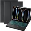 Sonstige Custodia con tastiera per iPad Pro 13 M4 (2024) con touchpad, illuminazione a 7 colori, removibile, wireless, colore nero