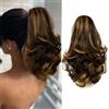 Cybelleza 30cm Coda Capelli Extension Coda di Cavallo Ricci Estensioni per Capelli Mossi Lunghi Corti Extension Clip Sintetici Ponytail Claw Posticci Ondulati, Marrone Cioccolato & Biondo Scuro