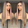 FABÉLLE Parrucca naturale da donna in pizzo HD Yaki capelli del bambino oro e giallo naturale 28 pollici senza colla per sintetico