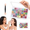 Quorumsg Palette di Ombretti Glitter, 40 Colori Tavolozza di Trucco Glitter | Tavolozza di Ombretti con 30 Pennelli, Palette di Ombrettis per Viso Corpo Trucco, per Party e Balli