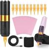 ATOMUS Kit macchina per penna tatuaggio wireless dorato 1600 mah alimentatore wireless penna rotante tatuaggio batteria display digitale OLED con 10 aghi per cartuccia tatuaggio 10 pz grande sacchetto