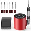 VOLTIX Fresa per Unghie Professionale 35000RPM - Lima Elettrica con Pedale, 6 Frese e Accessori Inclusi, Set Manicure e Pedicure Elettrico per Unghie Acriliche, Gel e Nail Art (Rosso)