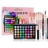 LHLXZQ Set Trucco per Occhi, Kit Trucco Viaggio Completo con Eyeshadow Palette, Mascara, Eyeliner, Matita per Sopracciglia e Pennelli Makeup, Set Regalo per Donne e Ragazze Principianti, 02B
