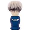 Plisson - Pennello da barba classico, pennello sintetico in fibra bianca di alta qualità - Manico blu notte - Dimensione 12 Standard - Comfort e morbidezza - Produzione francese