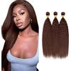 Tuheerst 30 32 34 Inch Yaki Straight Human Hair Bundles #4 Chocolate Brown Bündel Echthaar Capelli Umani Human Hair Extensions Echthaar Tressen Remy Hair 50g/Bundle 3 Bundle Total 150g