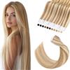 Elailite Extension Capelli Veri Biadesivo #12/613 Marrone Chiaro mix Biondo, 20 Fasce Adesive Extensions Biadesive Tape ins 30g 25cm
