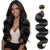 Lakaisa Body Wave Human Hair Bundles #1B Natural Black Human Hair Extensions Capelli Naturali Umani Donna Sew in Single Bundle Low Shedding for Woman 14 Pollici