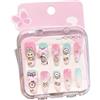 FASHION YO 10Pcs Unghie finte per bambini kpop in acrilico, adesive, con glitter, copertura completa, arcobaleno, unicorno, sirena, per bambini, kit di unghie adesive per la decorazione di unghie