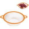 PARENCE. Colino da cucina da 25,5 cm con 2 maniglie - Sottile rastrelliera metallica - Scolatrice a fondo piatto per pasta, riso, frutta e verdura - Arancia