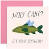 Central 23 Divertente biglietto di compleanno a tema pesce per donne e uomini, con scritta in lingua inglese Holy Carp!, regalo divertente per amici, colleghi, colleghi, bestie, BFF, mamma, papà, fratello,