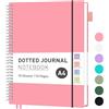 RETTACY Quaderno A4 a pois, Bullet Dot Journal, Blocco leggero da college, 55 fogli / 110 pagine per scrivere, 100gsm, copertina in PVC, per donne uomini lavoro ufficio, 21,5 x 27,9 cm - Rosa
