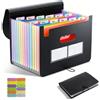 Huwaovi Cartella Portadocumenti A4 Espandibile, 12 Tasche Raccoglitore Porta Documenti a Soffietto con Chiusura Elastica, Organizzatore di Documenti con Etichette Colorate per Ufficio, Scuola e Casa