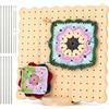 Cozary Uncinetto - Tavola di Blocco per Granny Square 19,5x19,5 cm - Profilo Ondulato, 196 Fori, 10 Bastoncini in Acciaio Inox - Accessori Uncinetto per Granny Square - Bambù