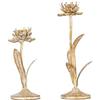 Creative Co-Op Portacandele in metallo a forma di fiore con finitura in oro invecchiato (set di 2 misure)