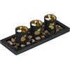 Relaxdays Portacandele,Set con Vassoio e Bicchieri, Centrotavola, L: 30 cm, 3 Candeline, Pietre Deco, Autunnale, Nero